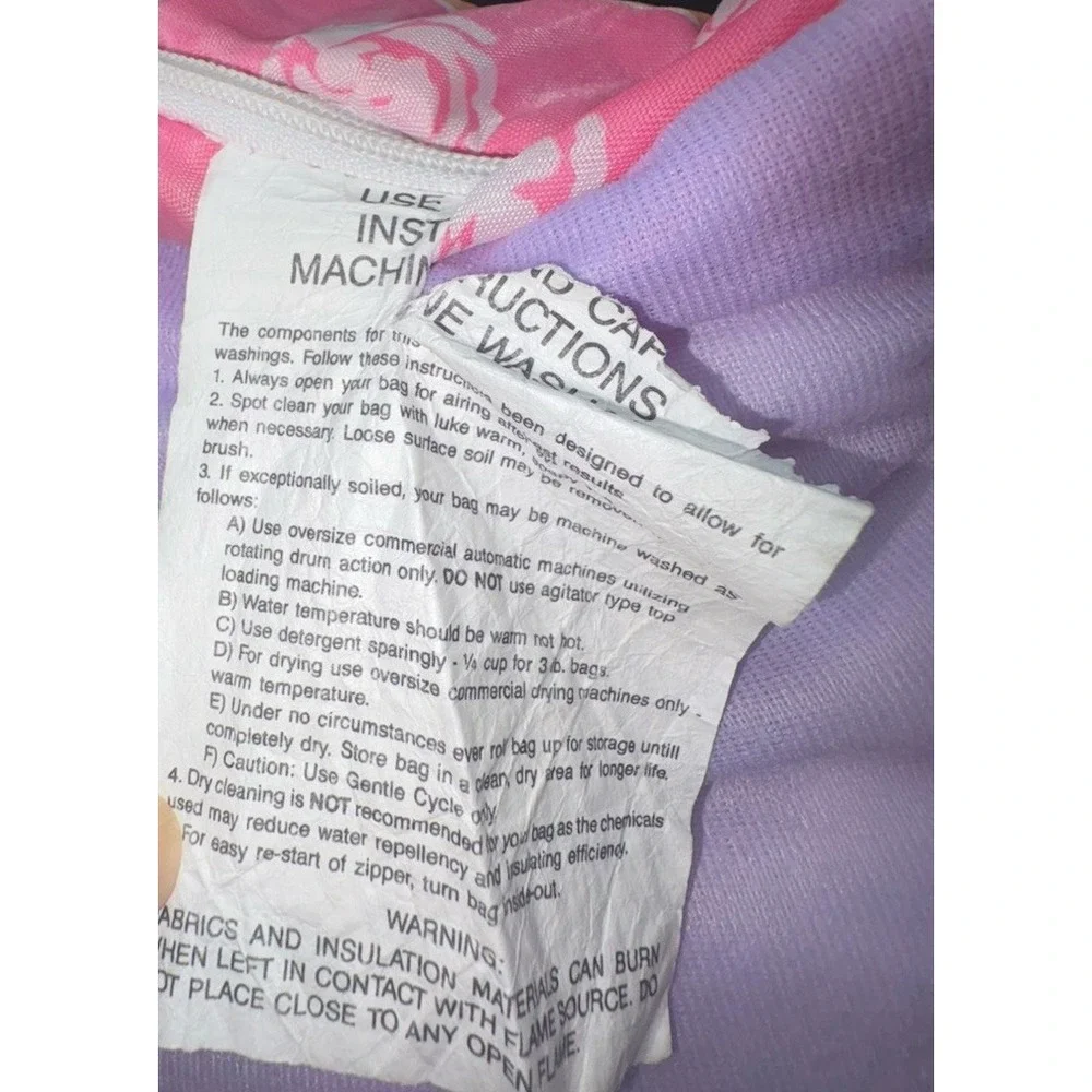 Vintage 80s Barbie Poodle Pink Sleeping Bag Camping Kids Blanket 53x28”